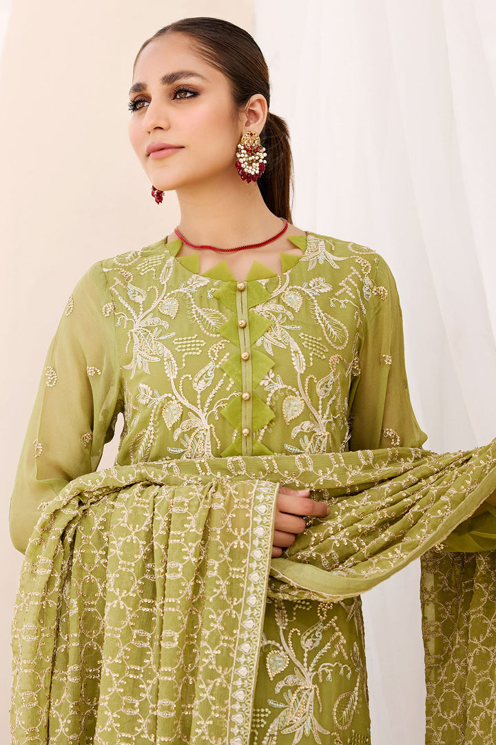 3877-ROYAL EMBROIDERED BEMBERG CHIFFON UNSTITCHED