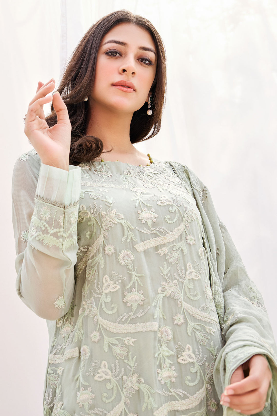 3878-JONIE EMBROIDERED BEMBERG CHIFFON UNSTITCHED