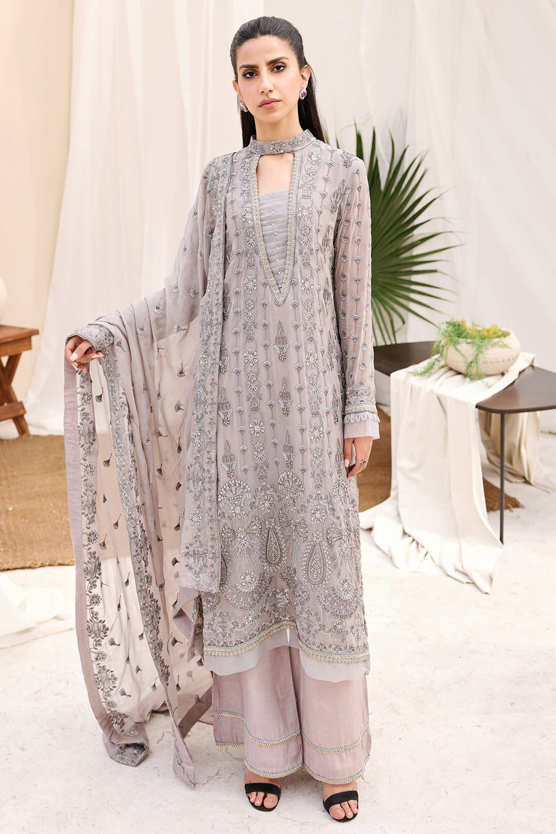 3879-IRAAN EMBROIDERED BEMBERG CHIFFON UNSTITCHED