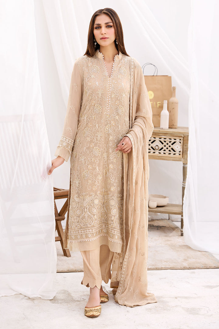 3880-NOIR EMBROIDERED BEMBERG CHIFFON UNSTITCHED