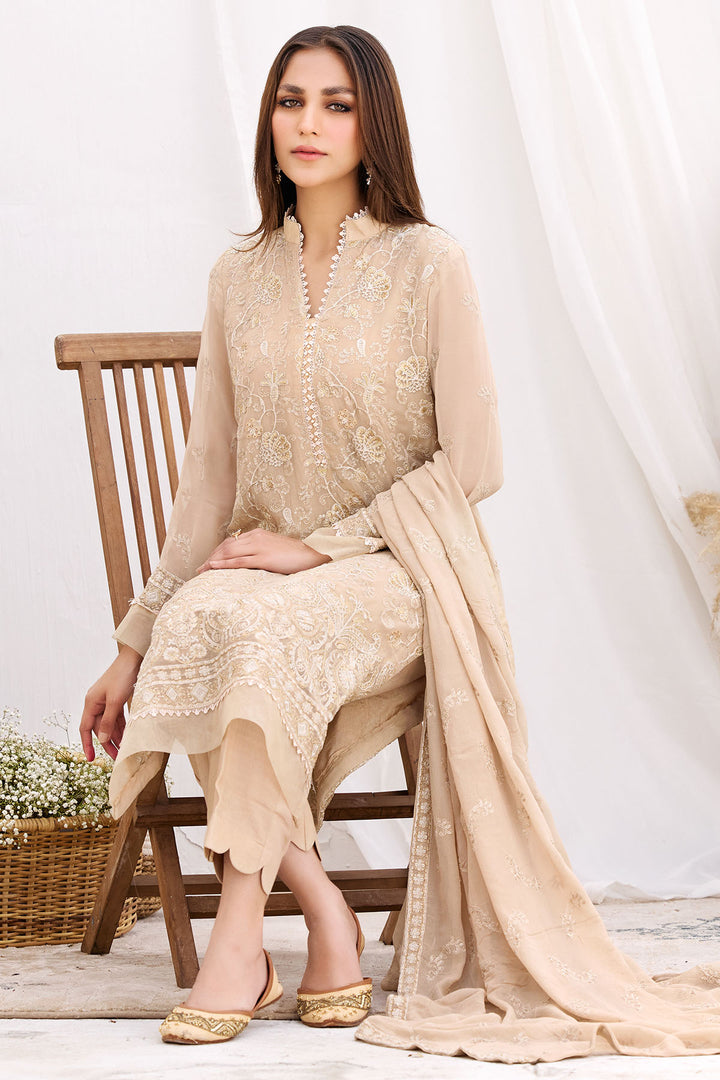 3880-NOIR EMBROIDERED BEMBERG CHIFFON UNSTITCHED