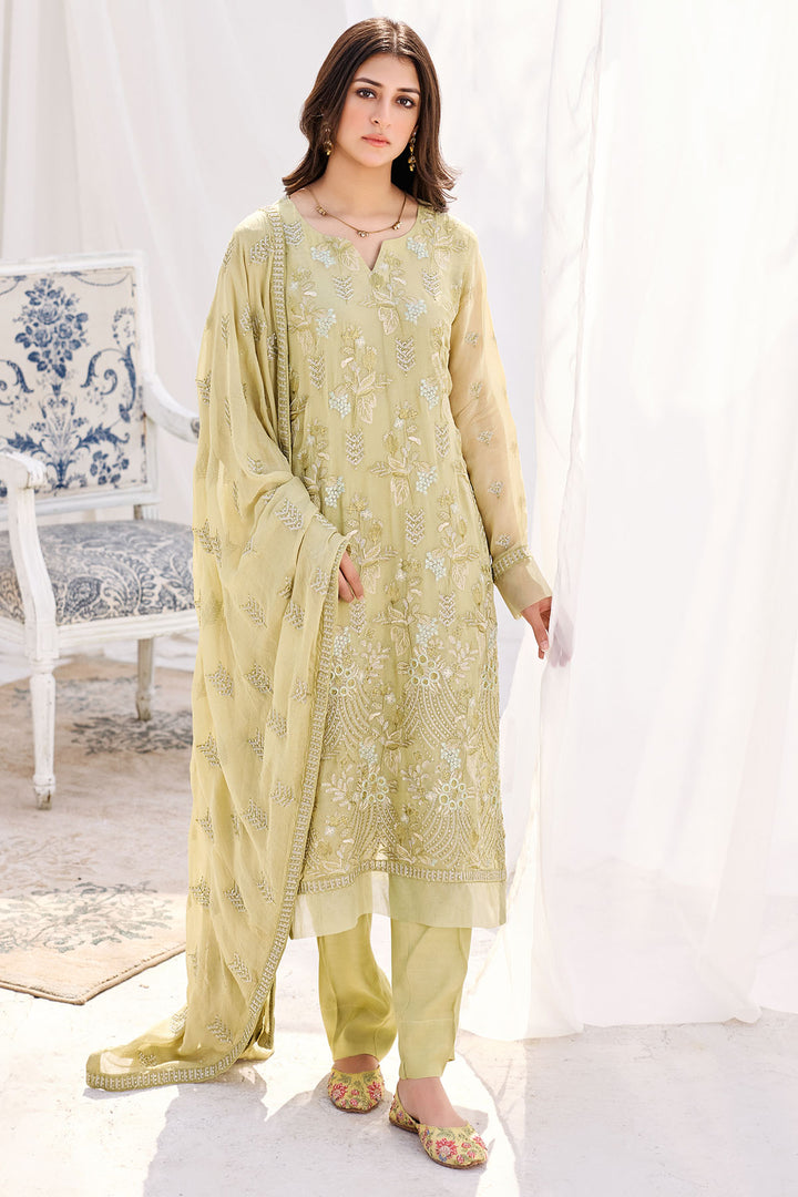 3881-CLEM EMBROIDERED BEMBERG CHIFFON UNSTITCHED