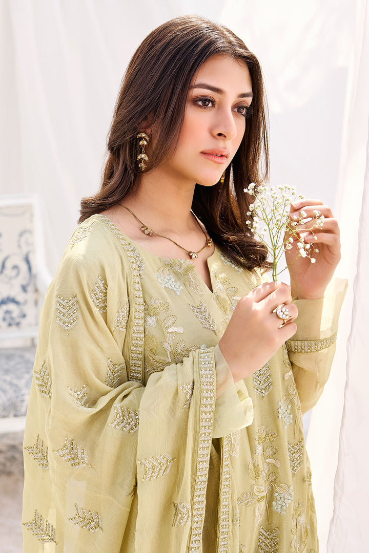 3881-CLEM EMBROIDERED BEMBERG CHIFFON UNSTITCHED