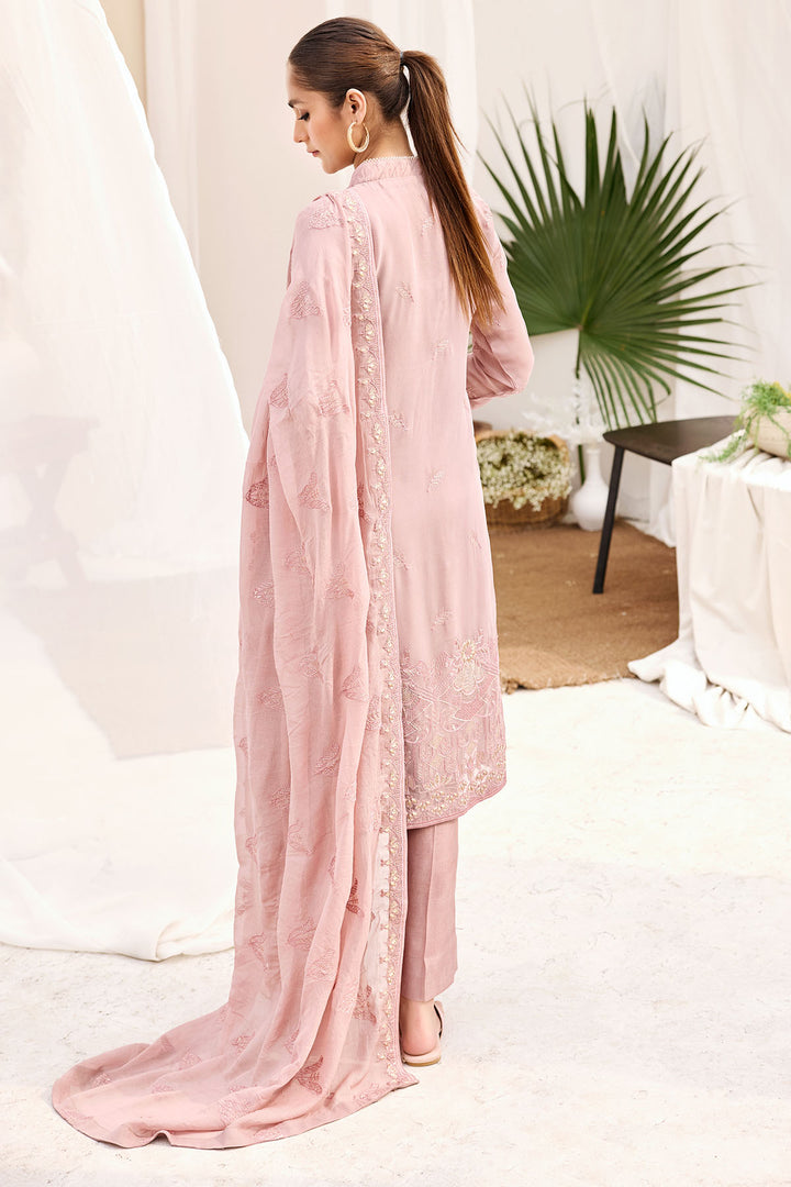 3882-SILVER EMBROIDERED BEMBERG CHIFFON UNSTITCHED