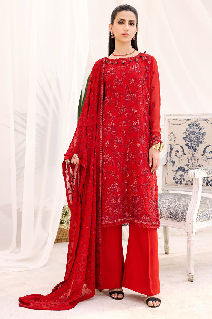3883-JUNEBERRY EMBROIDERED BEMBERG CHIFFON UNSTITCHED