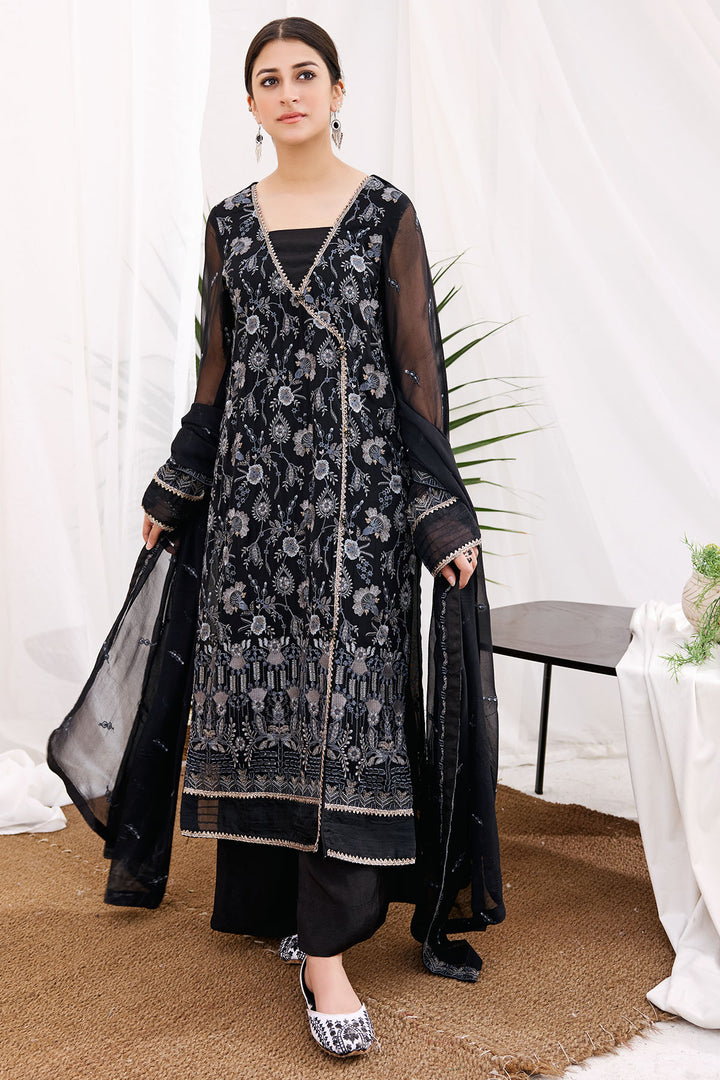 3885-CORA EMBROIDERED BEMBERG CHIFFON UNSTITCHED