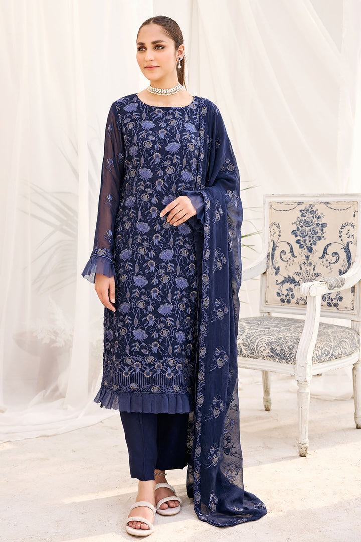 3886-GINA EMBROIDERED BEMBERG CHIFFON UNSTITCHED