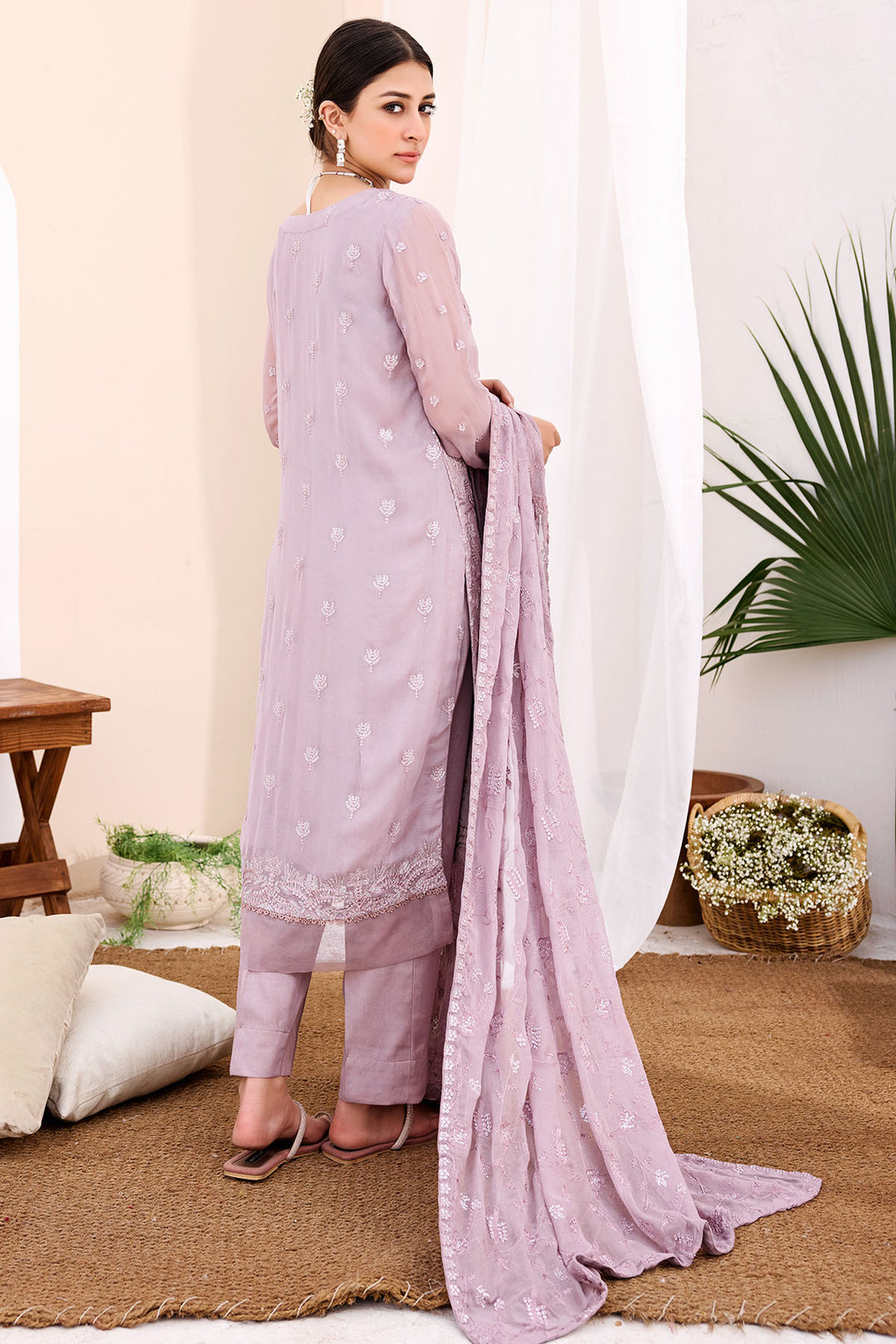3892-GAELLE EMBROIDERED BEMBERG CHIFFON UNSTITCHED