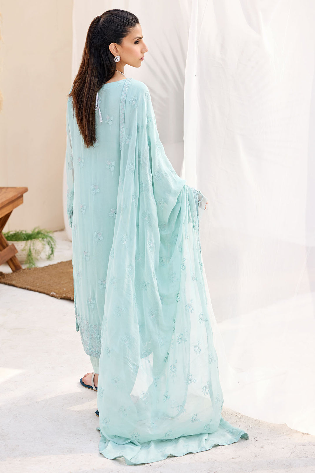3893-AMARI EMBROIDERED BEMBERG CHIFFON UNSTITCHED