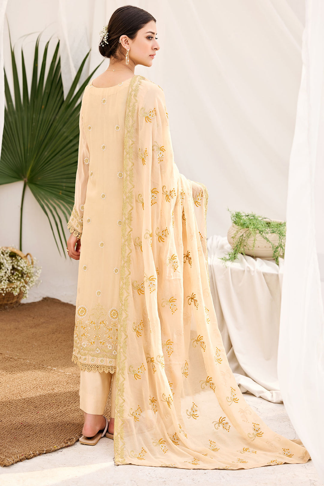 3898-ROSHAN EMBROIDERED BEMBERG CHIFFON UNSTITCHED