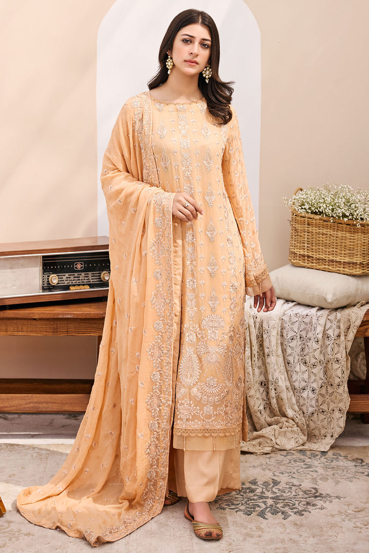 3899-POPPY EMBROIDERED BEMBERG CHIFFON UNSTITCHED