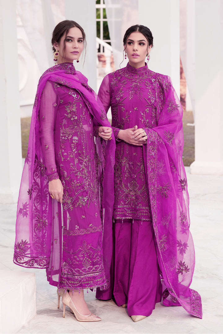 3464-KESAR EMBROIDERED BEMBERG CHIFFON UNSTITCHED
