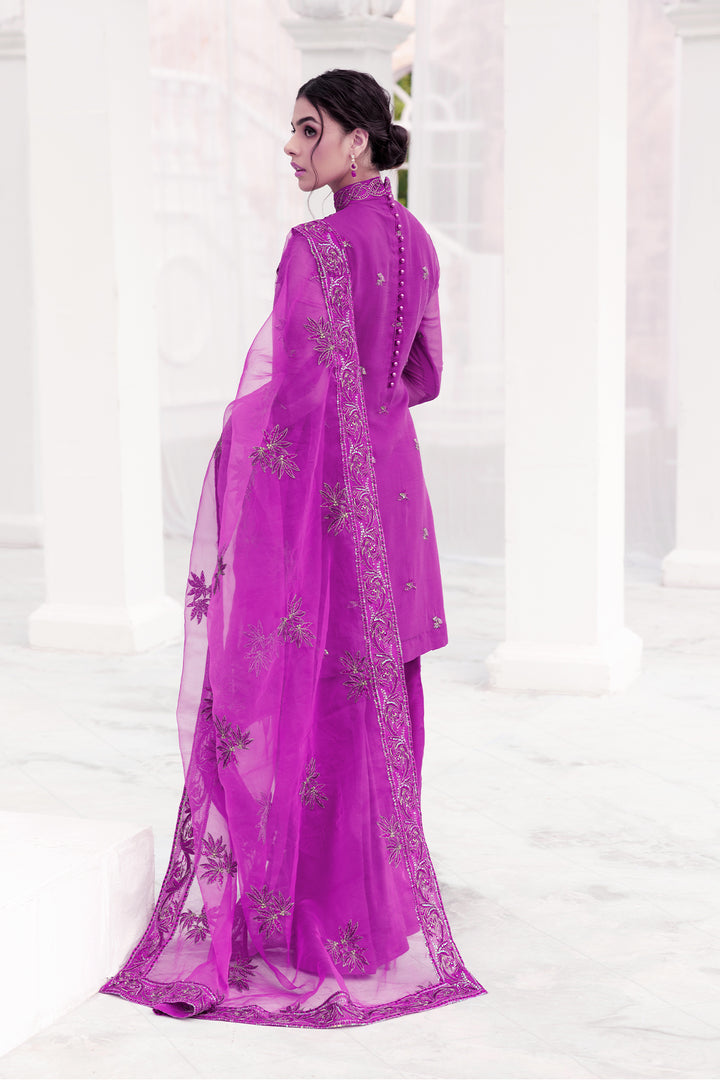 3464-KESAR EMBROIDERED BEMBERG CHIFFON UNSTITCHED