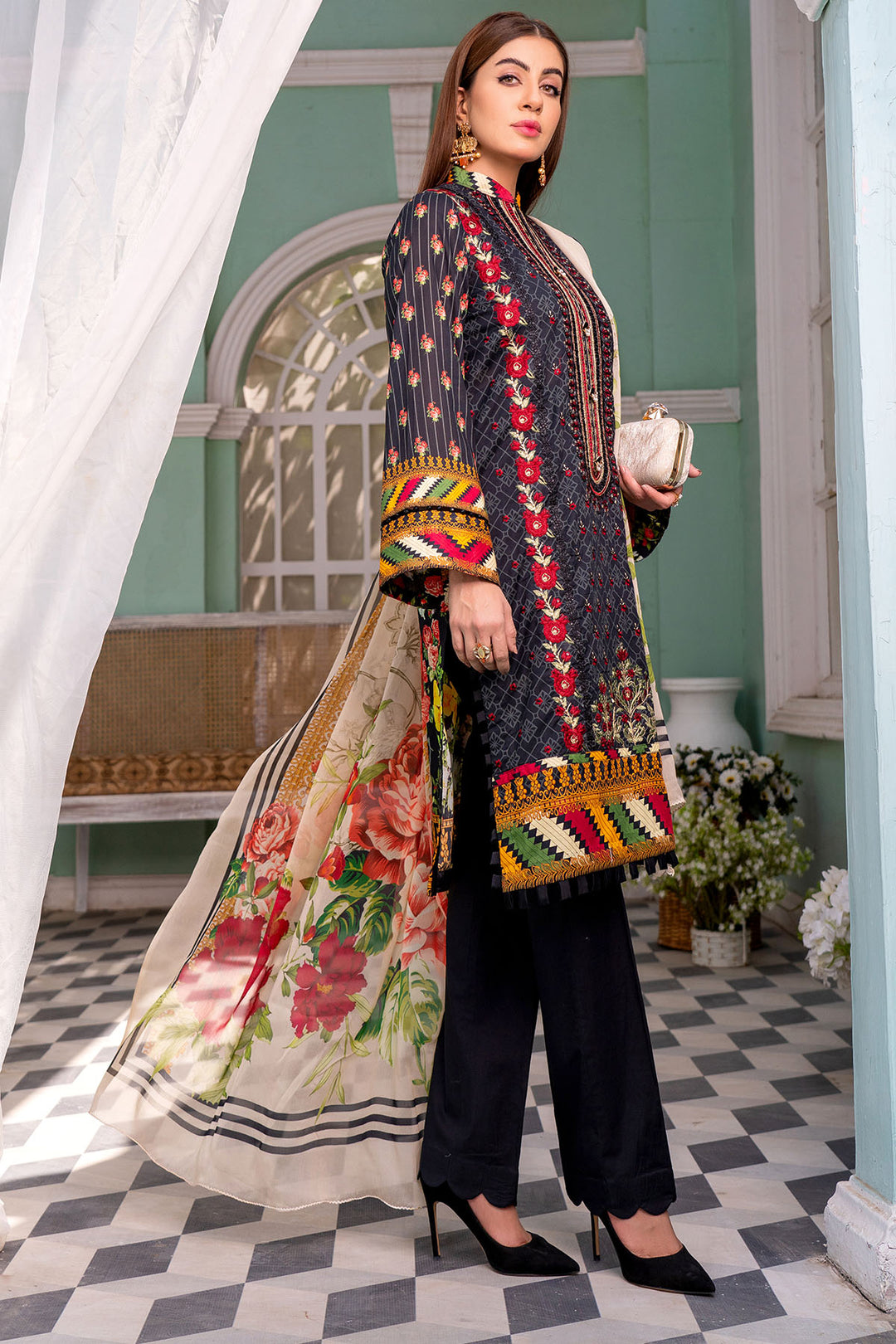 0107-TEHZIB DIGITAL PRINTED LAWN UNSTITCHED