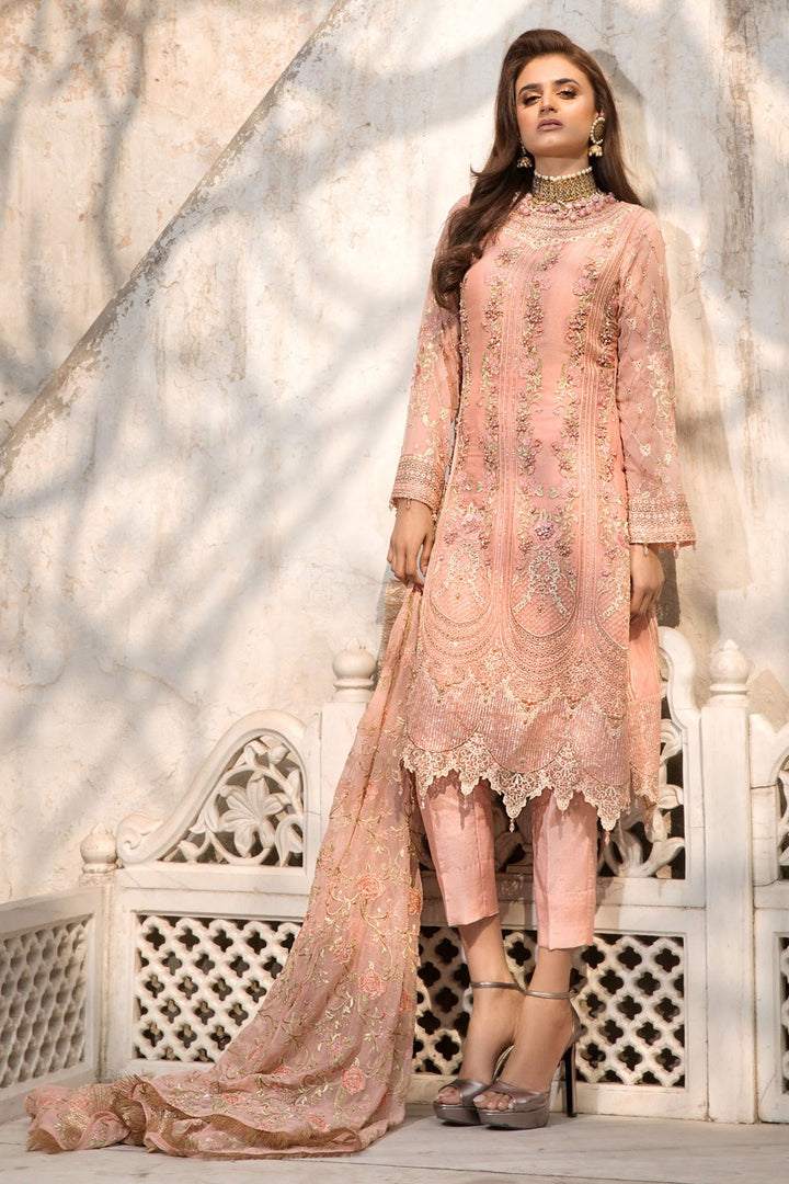 2347-PEACH-FLORAL EMBROIDERED CRINKLE CHIFFON UNSTITCHED