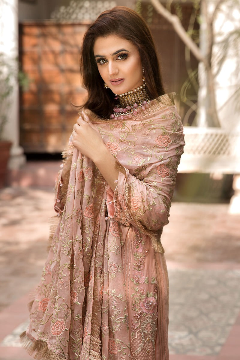 2347-PEACH-FLORAL EMBROIDERED CRINKLE CHIFFON UNSTITCHED
