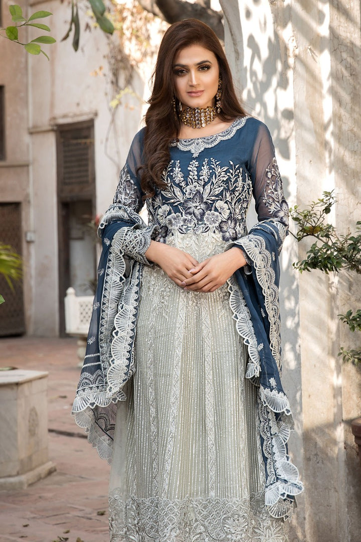 2353-COBALT-FLORANCE EMBROIDERED CRINKLE CHIFFON UNSTITCHED