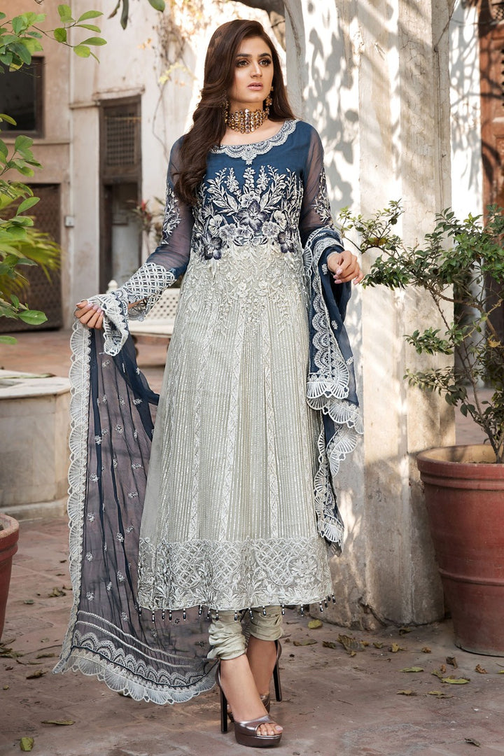 2353-COBALT-FLORANCE EMBROIDERED CRINKLE CHIFFON UNSTITCHED