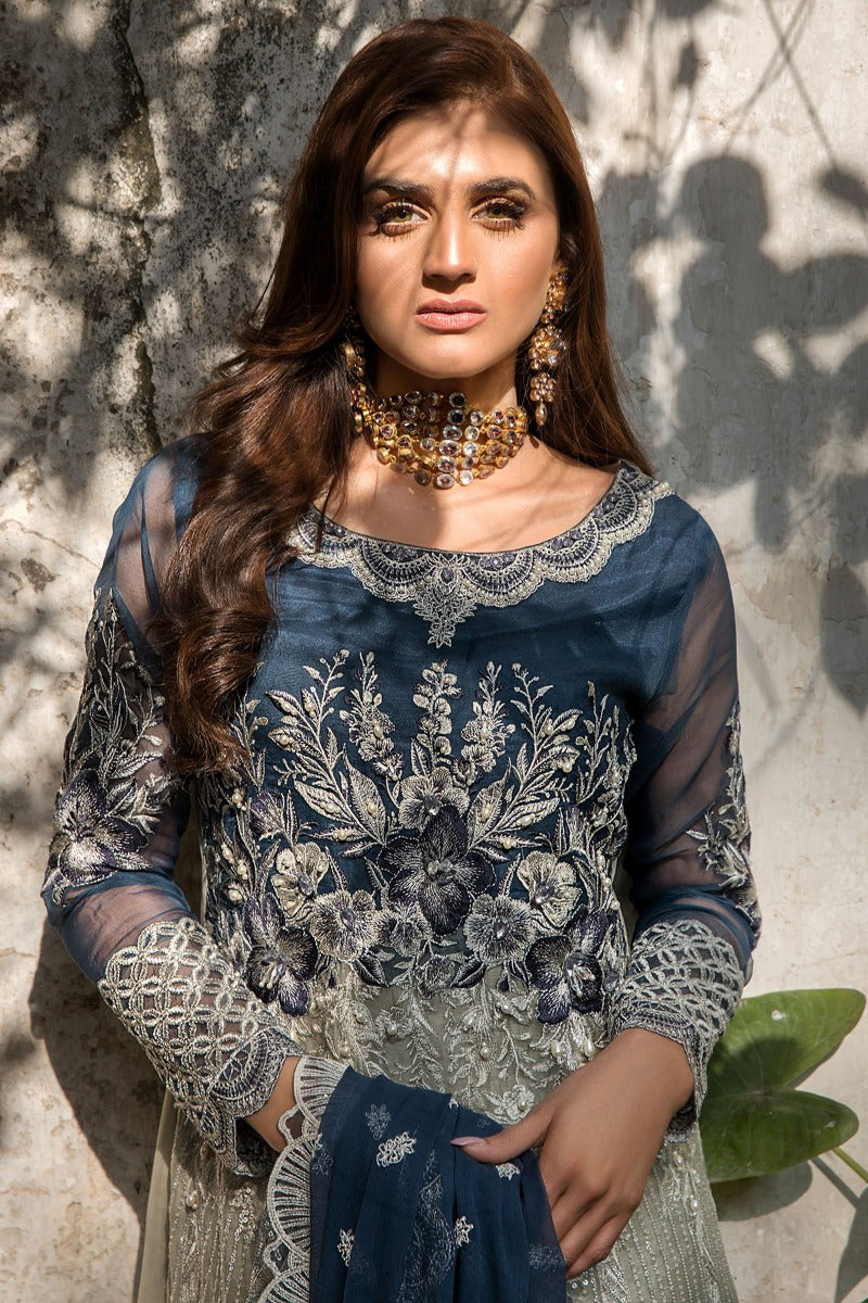 2353-COBALT-FLORANCE EMBROIDERED CRINKLE CHIFFON UNSTITCHED