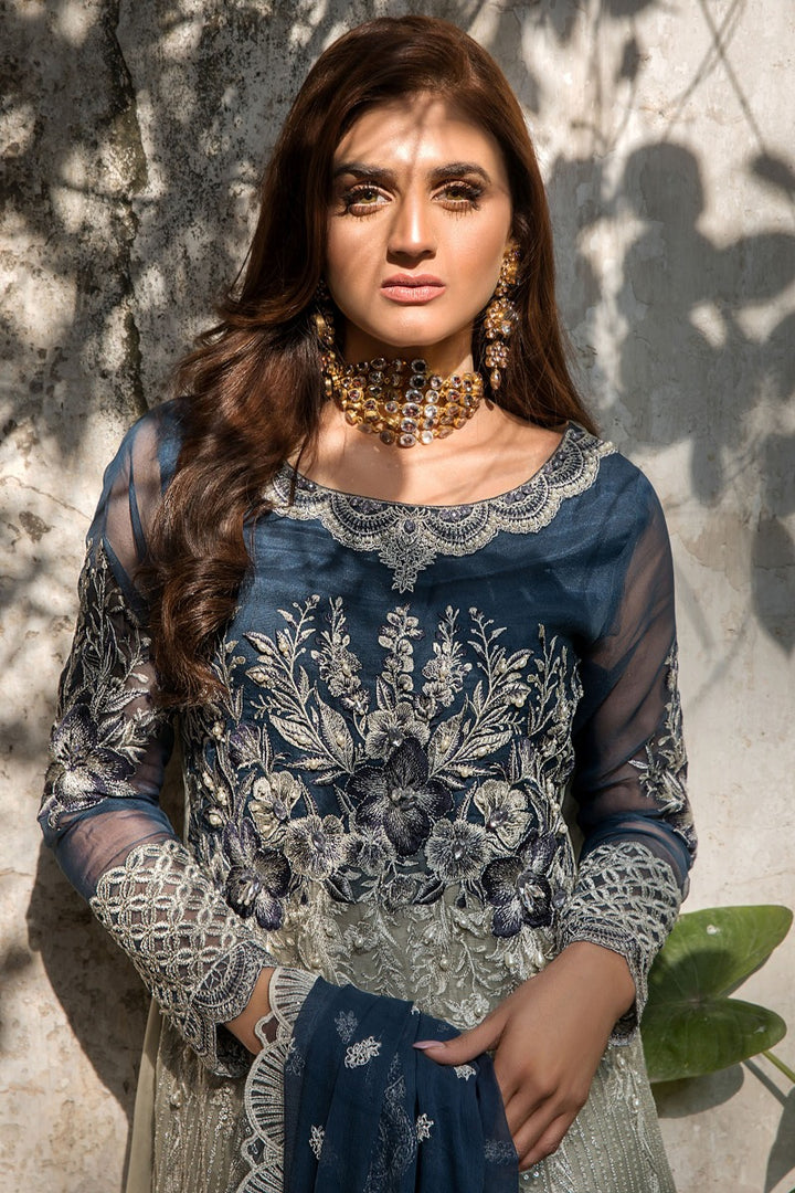 2353-COBALT-FLORANCE EMBROIDERED CRINKLE CHIFFON UNSTITCHED