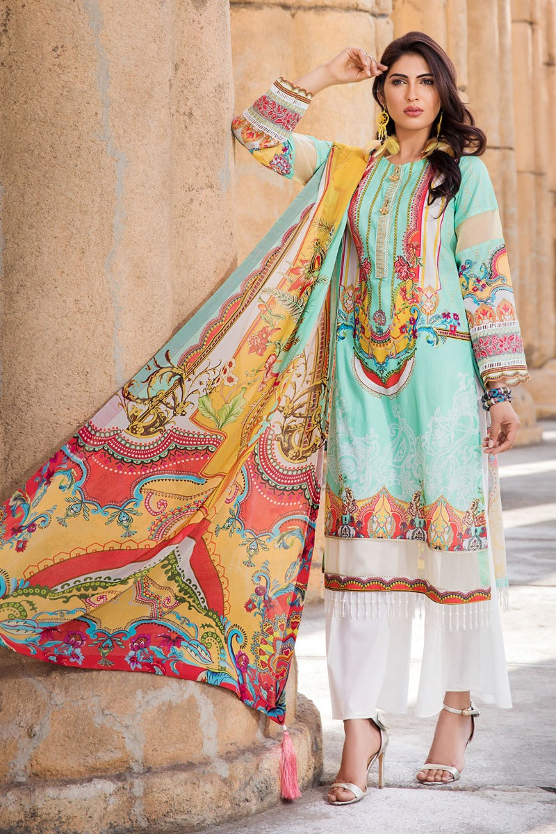 2522-AQUAMARINE DIGITAL PRINTED LAWN UNSTITCHED