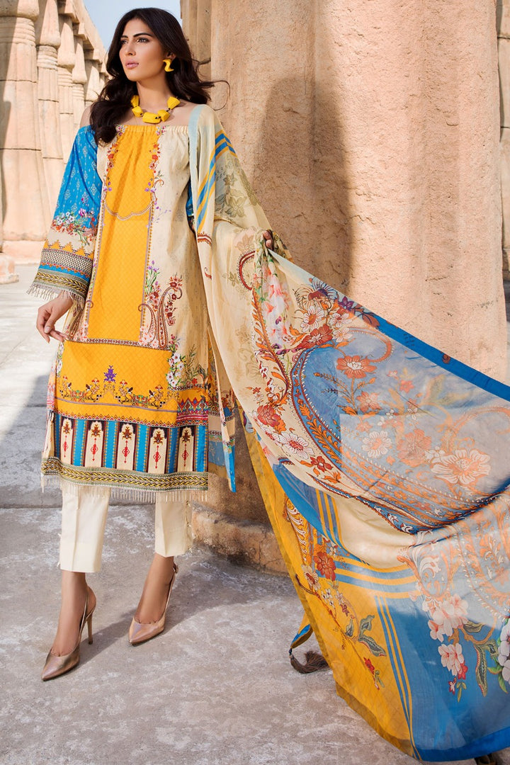 2532-CORN-YELLOW DIGITAL PRINTED LAWN UNSTITCHED