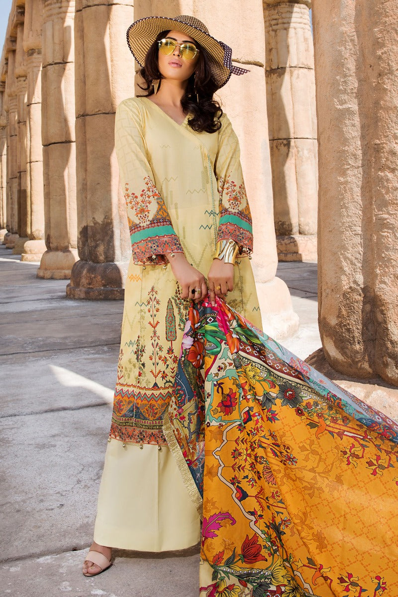 2533-LEMON-CHIFFON DIGITAL PRINTED LAWN UNSTITCHED