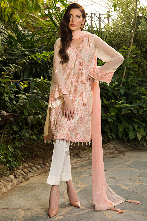 2149-FOREST-PINK EMBROIDERED BEMBERG CHIFFON UNSTITCHED