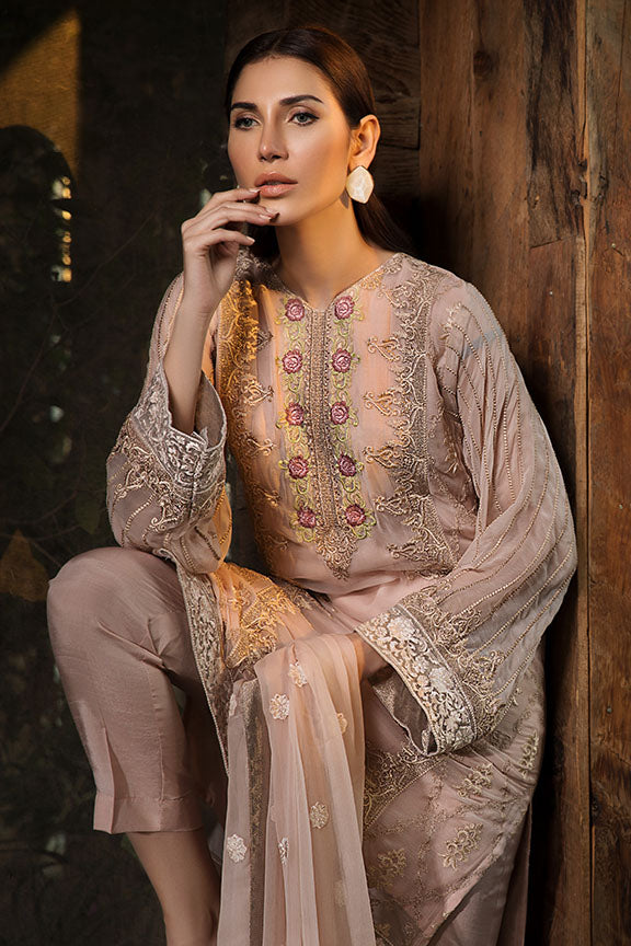 2150-LAVENDER-PINK EMBROIDERED BEMBERG CHIFFON UNSTITCHED