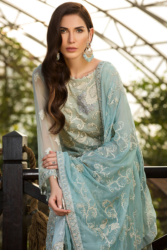 2152-BLUE-ASH EMBROIDERED BEMBERG CHIFFON UNSTITCHED