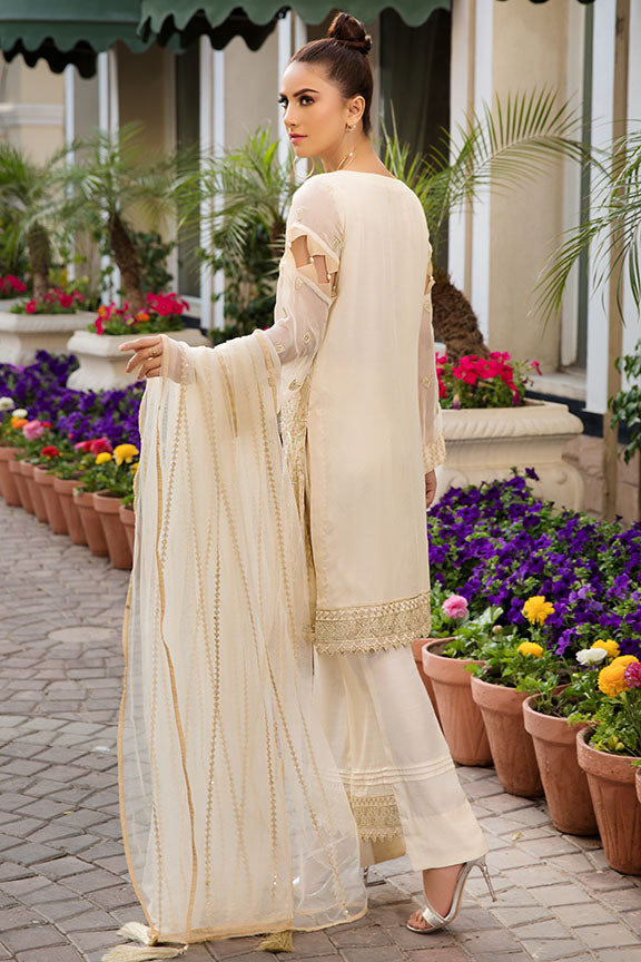 2186-TURKISH-IVORY EMBROIDERED BEMBERG CHIFFON UNSTITCHED