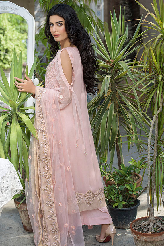 2255-CHESTNUT-PINK EMBROIDERED BEMBERG CHIFFON UNSTITCHED