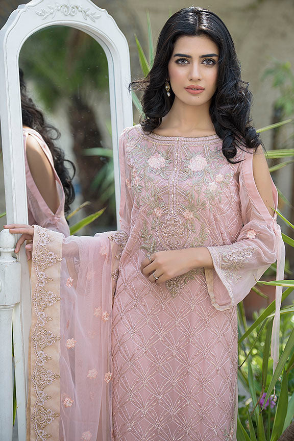 2255-CHESTNUT-PINK EMBROIDERED BEMBERG CHIFFON UNSTITCHED