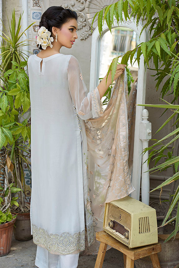 2257-CLOUD-WHITE EMBROIDERED BEMBERG CHIFFON UNSTITCHED