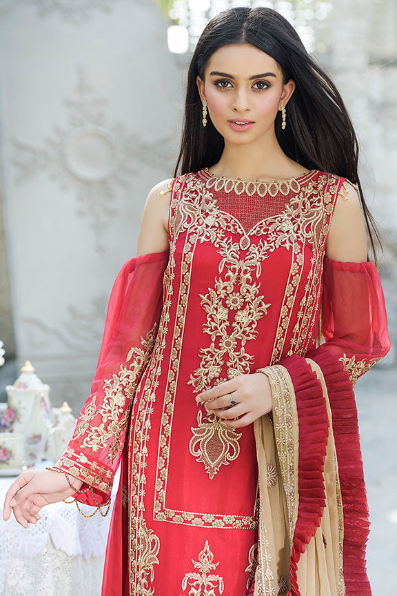 2259-ROYAL-CRIMSON EMBROIDERED BEMBERG CHIFFON UNSTITCHED