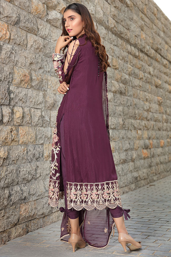 2287-BLINKED-PLUM EMBROIDERED BEMBERG CHIFFON UNSTITCHED