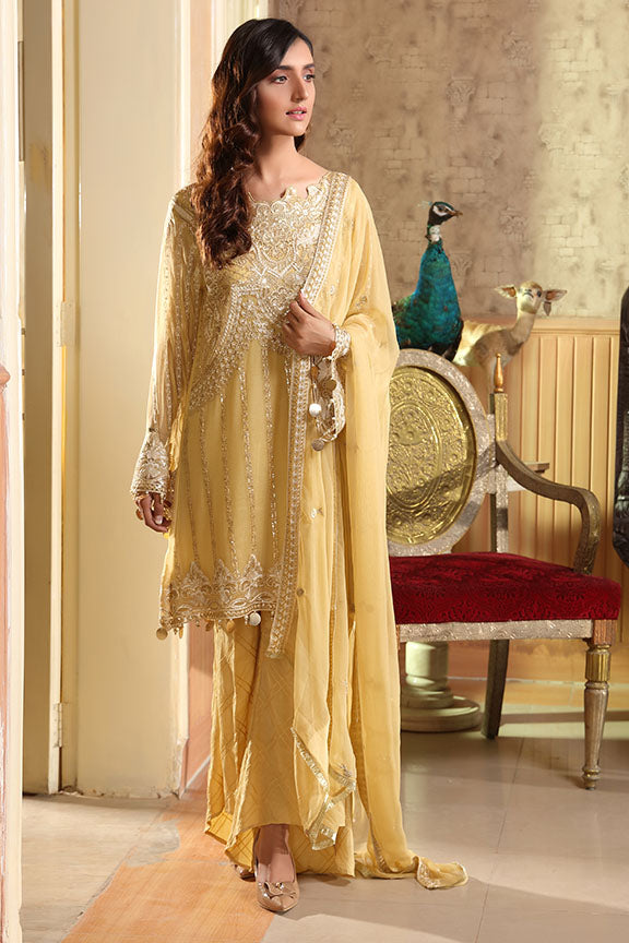 2294-GOLDEN-DUST EMBROIDERED BEMBERG CHIFFON UNSTITCHED