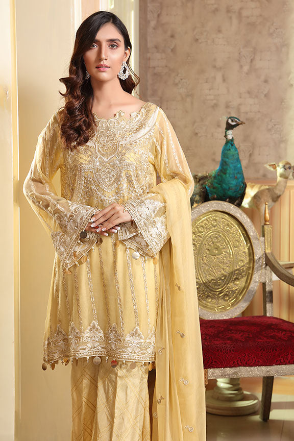 2294-GOLDEN-DUST EMBROIDERED BEMBERG CHIFFON UNSTITCHED