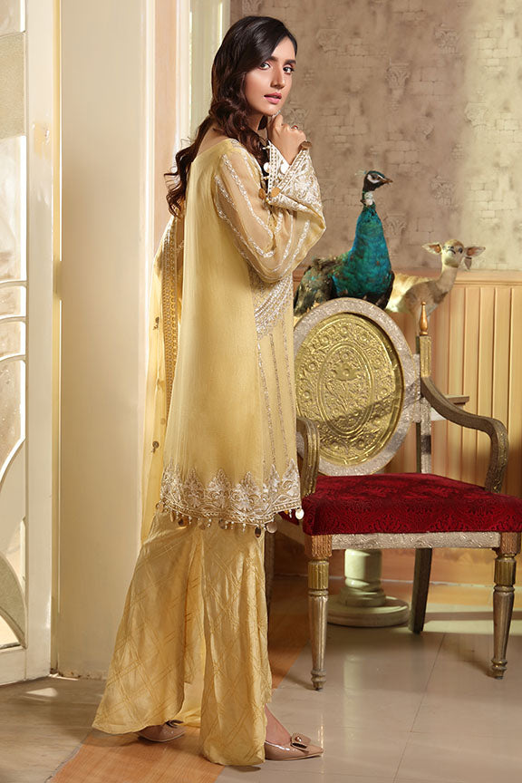2294-GOLDEN-DUST EMBROIDERED BEMBERG CHIFFON UNSTITCHED