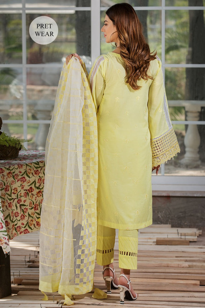 2454-DAISY-YELLOW EMBROIDERED LAWN STITCHED
