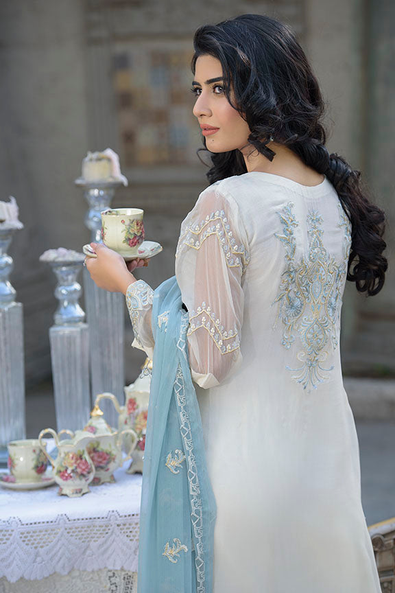 2260-ASH-CREAM EMBROIDERED BEMBERG CHIFFON UNSTITCHED